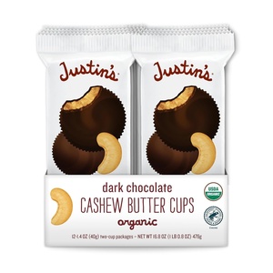 image:imageJustins Cups Dark Chocolate Crispy Peanut Butter Organic 132 Ounce 12 CountCashew Butter Dark Chocolate